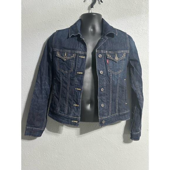 Levis Jackets & Blazers - Levis Womens Denim Jean Jacket Trucker Dark Wash Button Up Size S